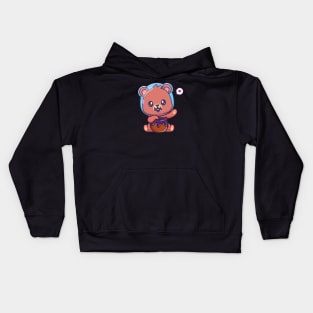 Cute Bear Eating Honey Cartoon Kids Hoodie